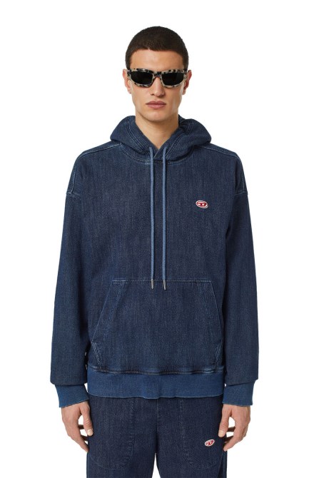 Diesel D-um-rib Track Denim Hoodie Dunkelblau