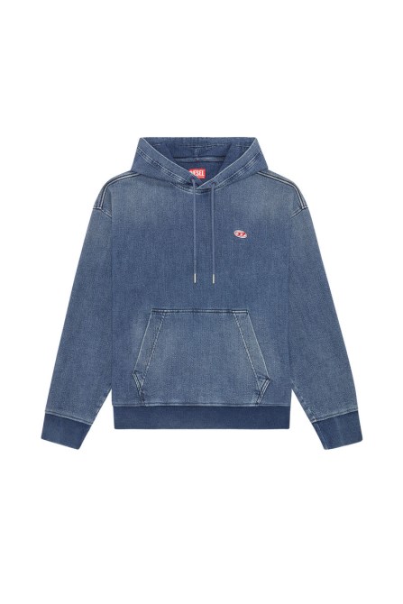 Mittelblauer D-um-rib-denim-hoodie In Diesel-optik