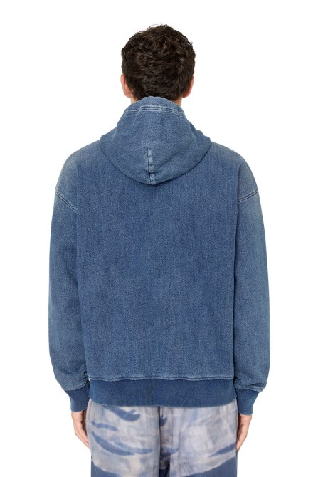 Mittelblauer D-um-rib-denim-hoodie In Diesel-optik