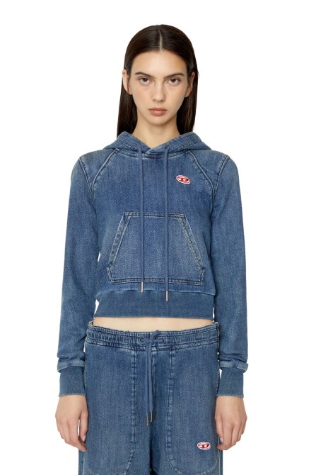 D-angy Track Denim Hoodie Diesel Dunkelblau