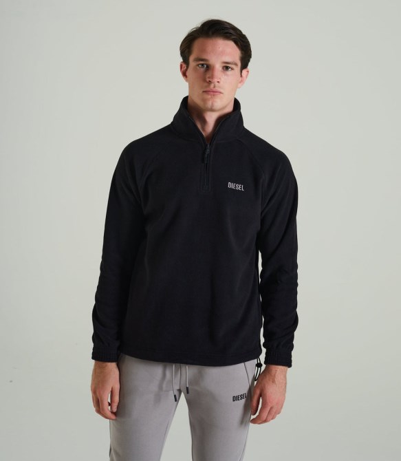 Trojaner-fleece Mit Halbem Reißverschluss, Neu, Diesel, Schwarz