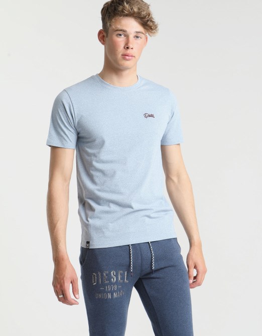 Basic T-Shirt Mit O-Ausschnitt, Matt, Kaschmirblau Diesel