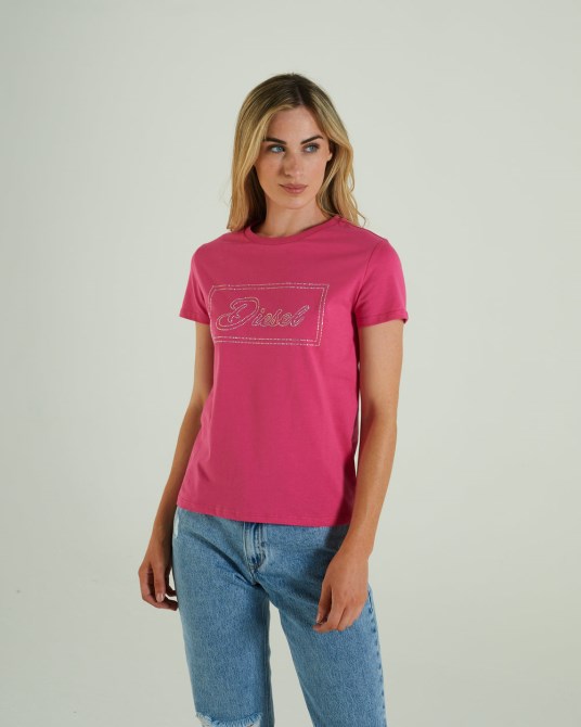 Pink/hellgraues Diesel Hattie T-shirt Flirty Fuchsia