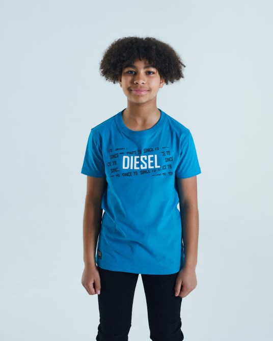 Weißes Diesel Gordy Tee Meerblau