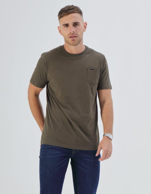 Basic Brett Pocket Tee Olive Nacht Diesel Pink