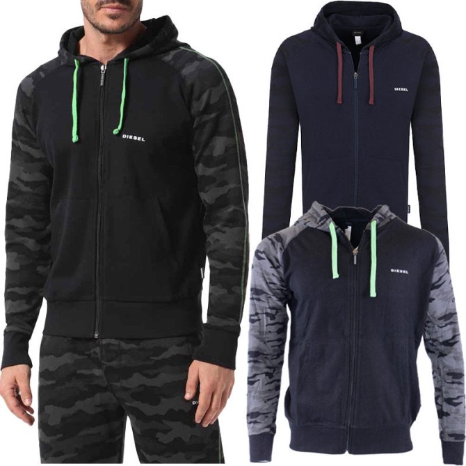 Diesel Brianz Herren Hoodie Loungewear Lässige Sweatshirts Mit Durchgehendem Reißverschluss Kapuze Sport