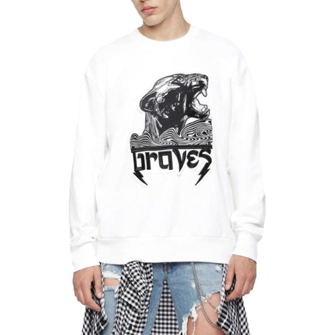 S Bay Wa Herren-sweatshirt Rundhals Gerippt Lässig Pullover Pullover Diesel