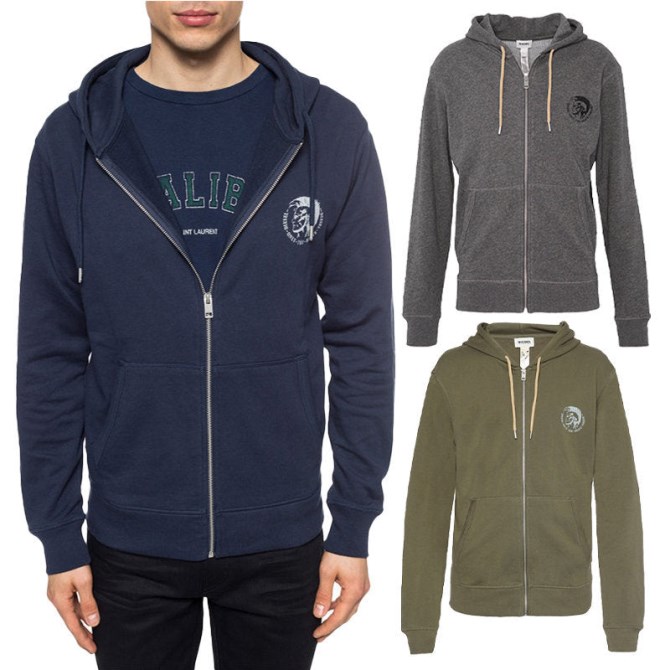 Diesel Brandon Herren Hoodie Mohawk Loungewear Lässige Sweatshirts Mit Durchgehendem Reißverschluss Kapuze