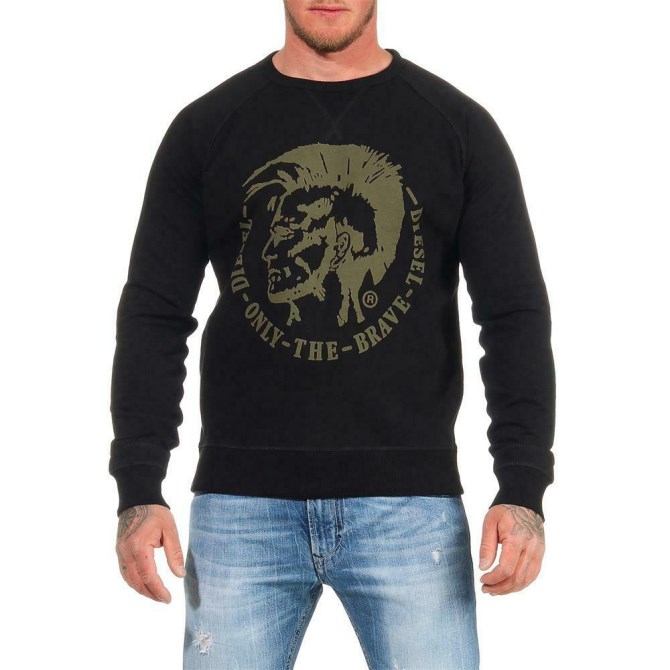 Diesel S Orestes Patch Riaeg Herren-sweatshirt Rundhalspullover Baumwollpullover