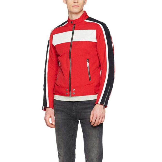 Diesel J Street Herren Bikerjacken Slim Sommer Outwear Bomber Casual Mantel Rot