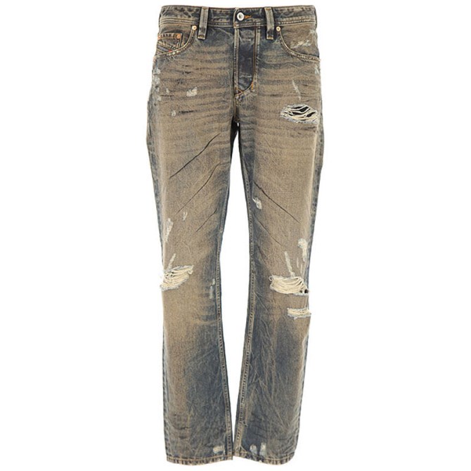 Larkee Beex 084xb Herren-denim-jeans Normal Konisch Zulaufend Verwaschene Distressed Hose Diesel
