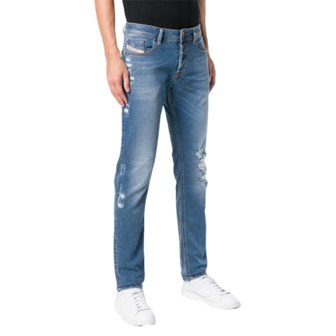 Diesel Sleenker 085ah Herren-Denim-Jeans Distressed Lyocell Stretch Slim Skinny