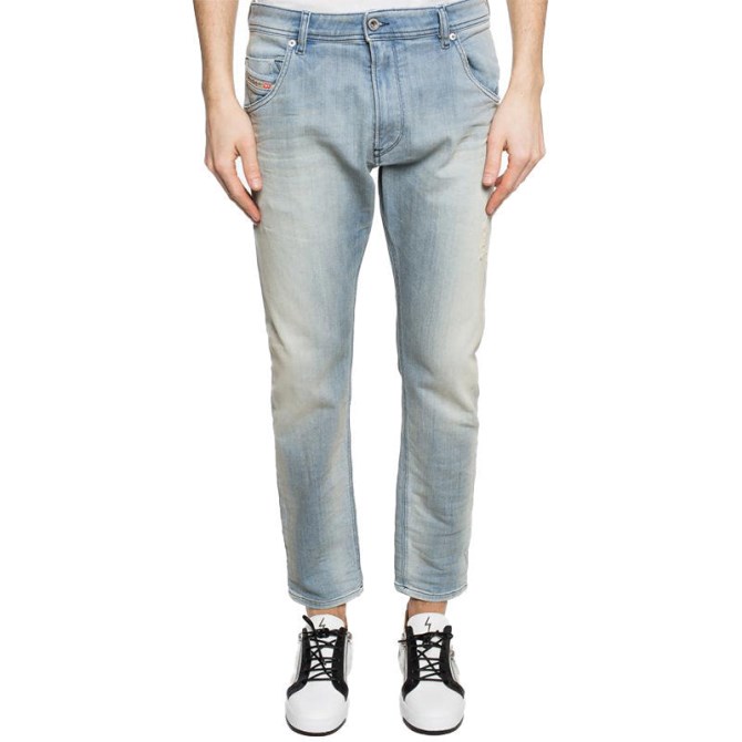 Diesel Krooley 087ab Herren Denim Sweat Jogg Jeans Slim Fit Karottenhose Verblasst