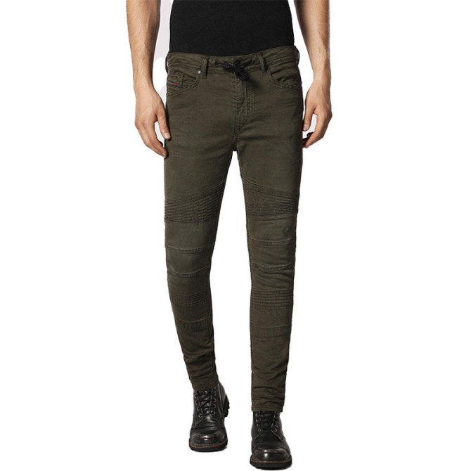 Diesel Bakari Ne 0684t Herren Denim Sweat Jogg Jeans Lyocell Olive Slim Skinny