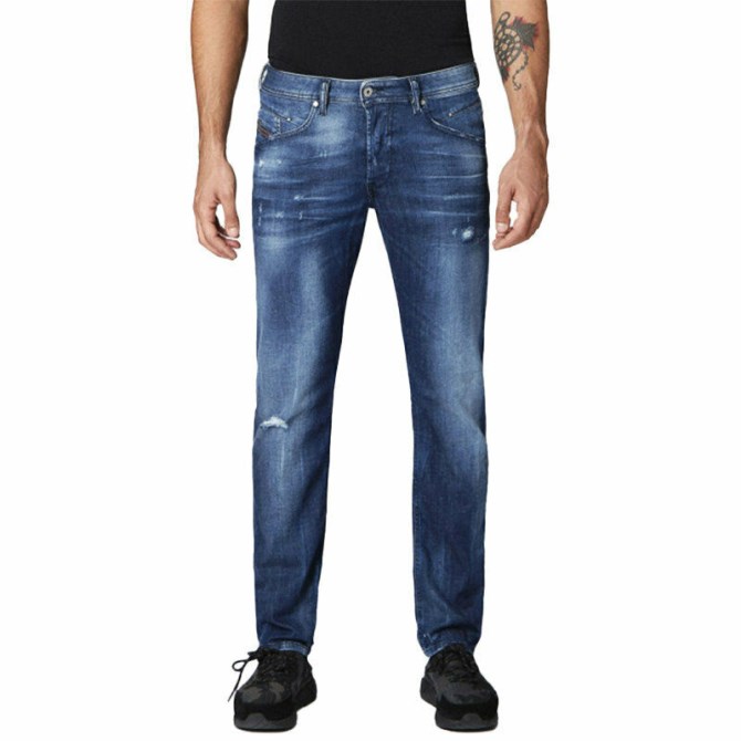 Diesel Belther 084mx Herren-Denim-Jeans Stretch Regular Slim Tapered Distressed