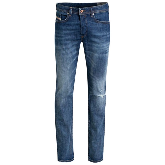 Diesel Buster R4tw8 Herren-denim-jeans Regular Slim Fit Konisch Zulaufend Zerrissen