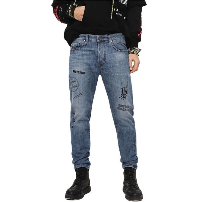 Mharky 0094d Herren-denim-jeans Lässig Schmale Hose Mit Tiefem Schritt Diesel