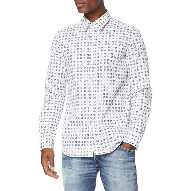 Diesel S Akura Herrenhemd Langarm Slim Fit Hemd Weiche Baumwolle Camicia M - L