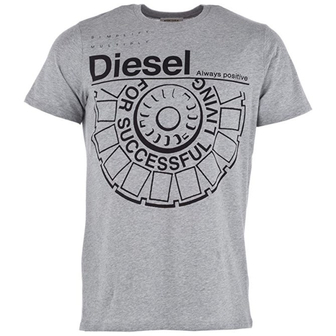 T Ballock R 0r91b Herren T-shirt Grau Kurzarm Baumwolle Lässig Rundhals Diesel