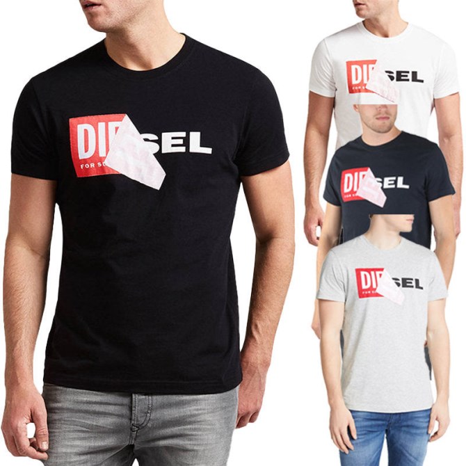 T Diego Qa Herren T-shirt Kurzarm Rundhals Slim Fit Lässig Baumwolle Tee Dieselgrau/schwarz/weiß/navy