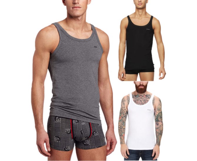 Diesel Bale Single Herren Tank Top Gym Muskel Bodybuilding ärmellose Weste 1 Packung Grau/weiß/schwarz