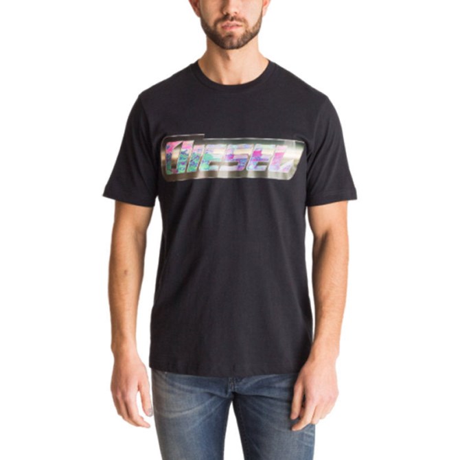 Diesel T Just Zg Herren T-shirt Regular Fit Kurze ärmel Sommer Schwarzes Baumwoll-t-shirt