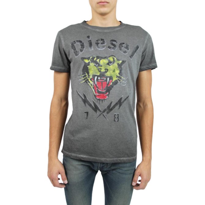 T Sons Herren T Shirts Kurzarm Tiger Print Lässig Sommer Baumwolle Tees Diesel