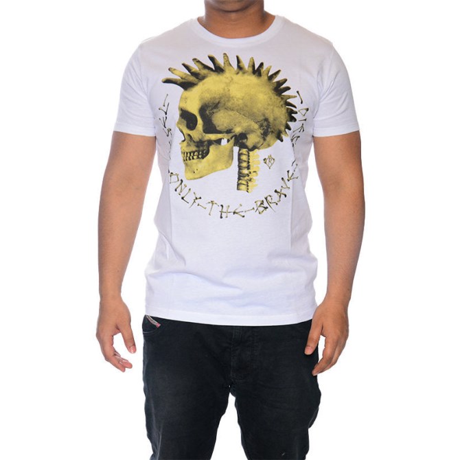 T Feddo Herren T-shirt Rundhals Kurzarm Baumwolle T-shirt Mit Mohawk-print Diesel