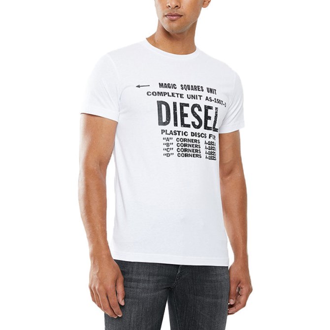 Diesel T Diego B6 Herren T-shirt Rundhals Kurzarm Lässiges Baumwoll-t-shirt Weiß