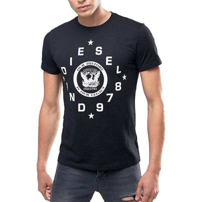 Diesel T Diego He Herren T-shirt Rundhals Kurzarm Lässig Schwarz Sommer T-shirt