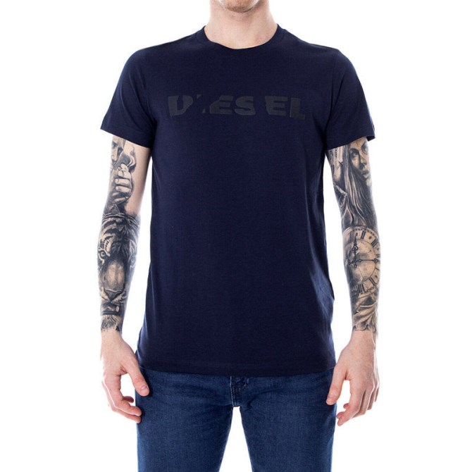 T Diego Brok Herren T-shirt Kurzarm Rundhals Lässig Sommer Tee Navy Diesel