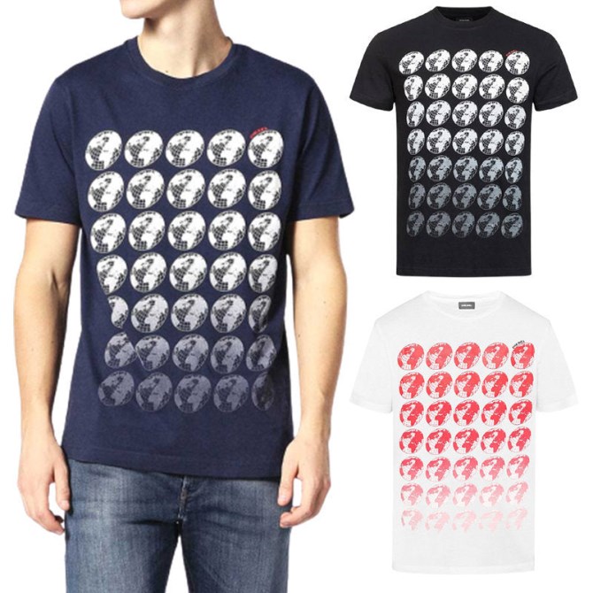 Schwarz/weiß T Joe Sc Herren T-shirt Rundhalsausschnitt Regular Slim Fit Lässig Sommer Baumwoll T-shirt Diesel