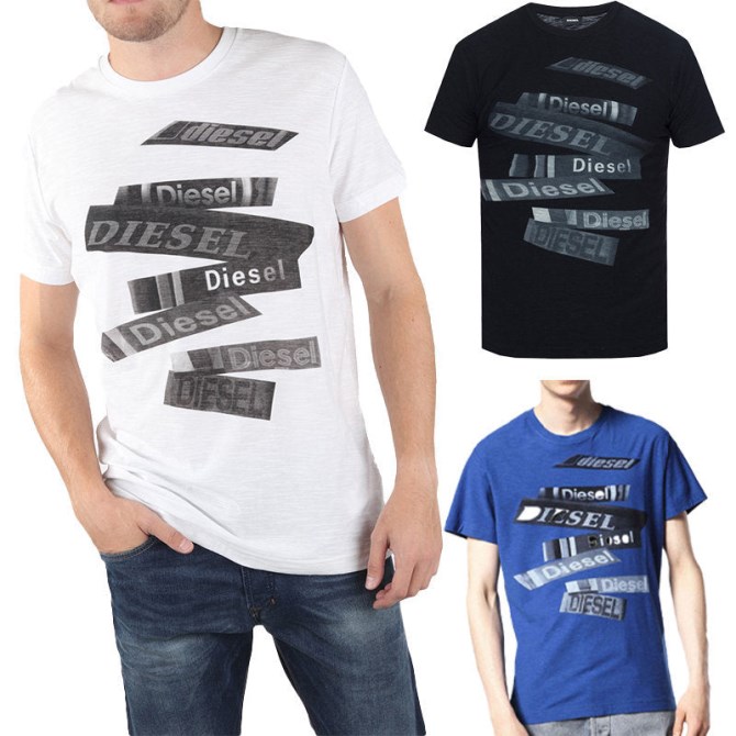 T Diego Qd Herren T-shirt Kurzarm Rundhals Lässig Sommer Baumwolle Tees Diesel Schwarz/weiß/navy