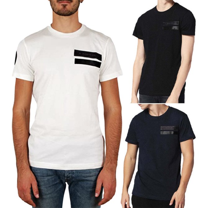 Schwarz/pink Diesel T Patrol Herren T-shirt Kurzarm Rundhalsausschnitt Lässig Sommer Baumwolle T-shirts