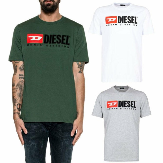Diesel T Just Division Herren-t-shirt Mit Kurzen Ärmeln Und Rundhalsausschnitt, Lässiges Baumwoll-t-shirt