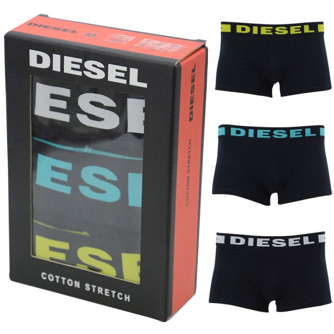 Diesel Boxershorts Für Herren, 3er-pack, Normale, Weiche Baumwolle, Schwarze Unterwäsche, Geschenk