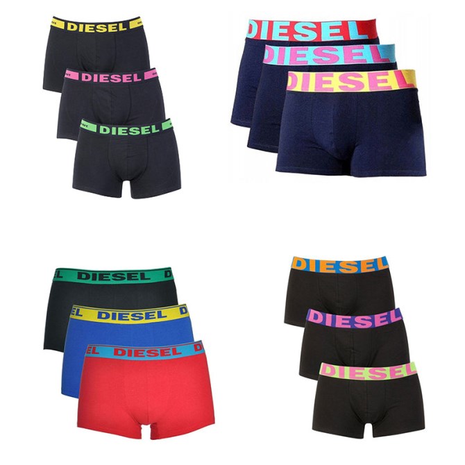 Diesel Herren Trunks Boxershorts Unterwäsche 3er Pack Hochwertiger Herren Trunk Multicolor Blau/rot/schwarz