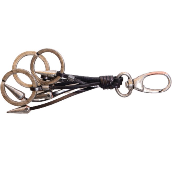 Diesel Abapo Herren Schlüsselanhänger Echtes Rindsleder Metallhalter Braun Schlüsselhalter