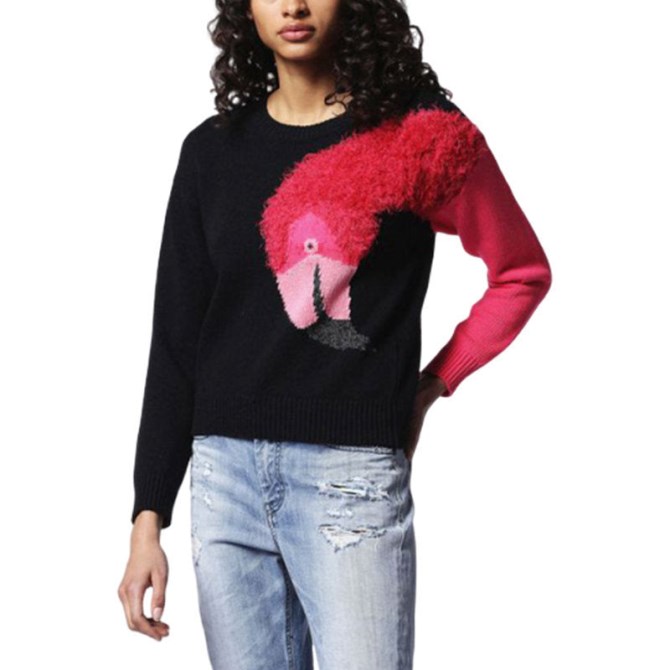 Diesel M Flamy Ein Flamingo 0hanu Damen-sweatshirt Rundhalspullover Strickpullover