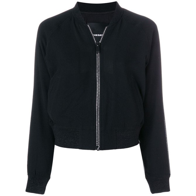 De Bruce L Damen Bomberjacke Gesteppte Unijacke Winter Schwarzer Mantel Diesel