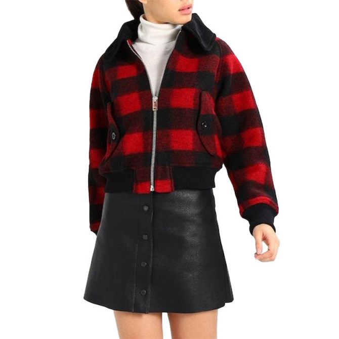 Diesel W Rosie Damenjacke Quilted Buffalo Cropped Check Winter Outwear Woll
