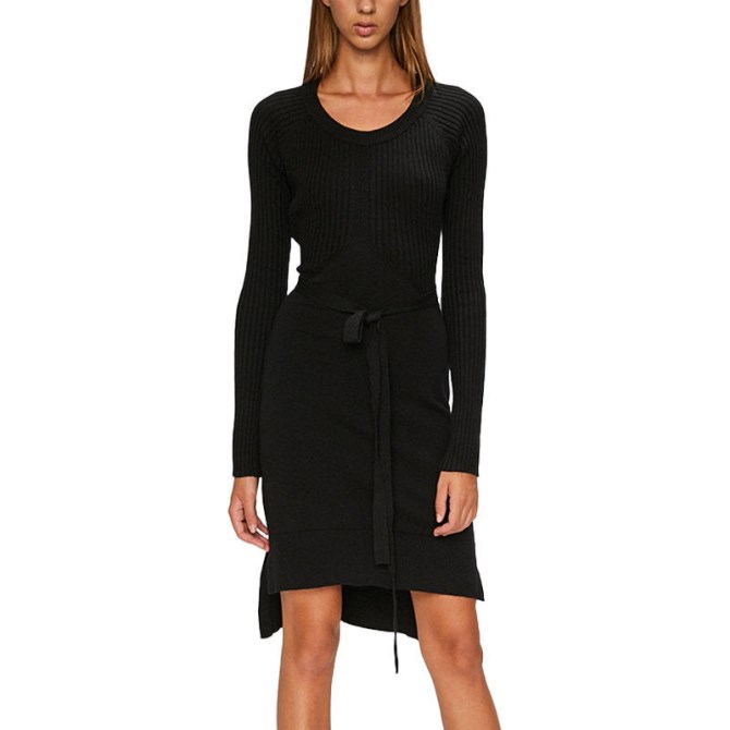 M String 0lasu Damenkleid Rückenfrei Baumwolle Schwarz Lässig Winter Long Top Diesel