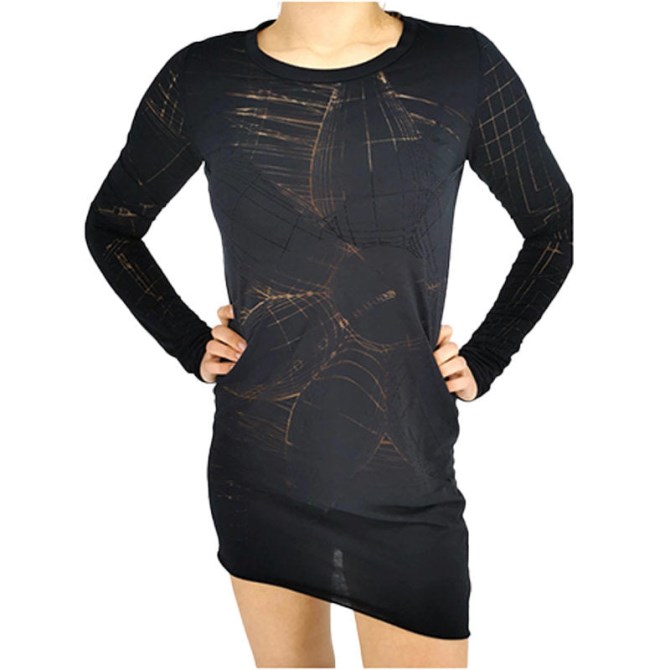 T Charl Damenkleid Rundhals Kurzes Kleid Langarm Entspannte Passform Tops Diesel