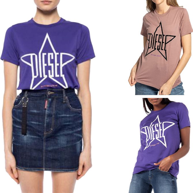 Diesel T Sily Za Frauen T-shirt Rundhals Kurzarm Top Lässiges Sommer T-shirt Neu