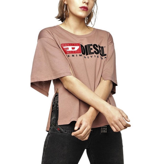 T Jacky D Damen T Shirt Rundhals Kurzarm Top Lässig Sommer Tee Diesel Blue/off White/pink