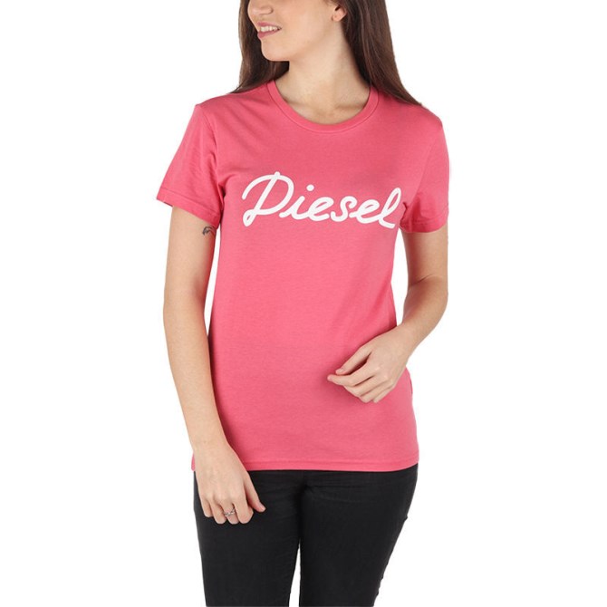 T Sully Ah B Damen T-shirt Rundhals Kurzarm Lässig Sommer Pink Tee Diesel
