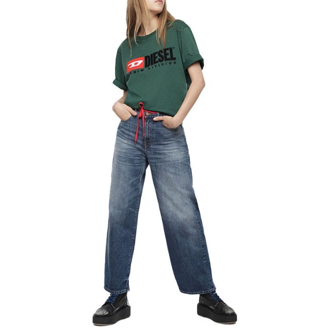 Diesel Widee 085ag Damenjeans Gerade Damen Distressed Verblichene Jeanshose Blau