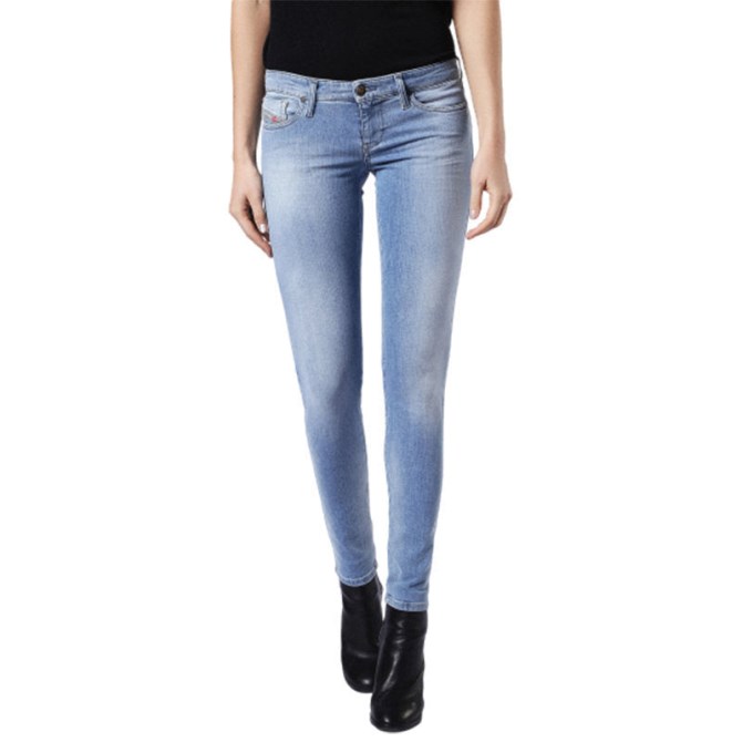 Diesel Skinzee Low 084cr Damenjeans Super Skinny Fit Blau Verblasst Reißverschluss
