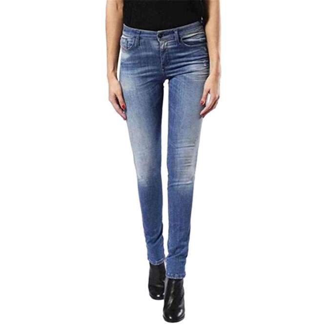 Skinzee 0679w Damen-denim-jeans Super Skinny Fit Blau Verwaschener Reißverschluss Diesel