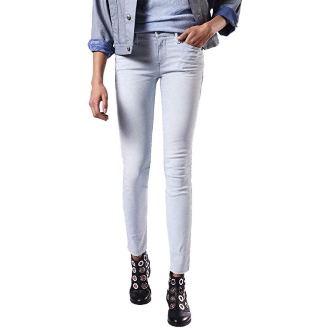 Skinzee 084ey Damen Jeans Slim Fit Hose Lässig Hellblau Hose Diesel